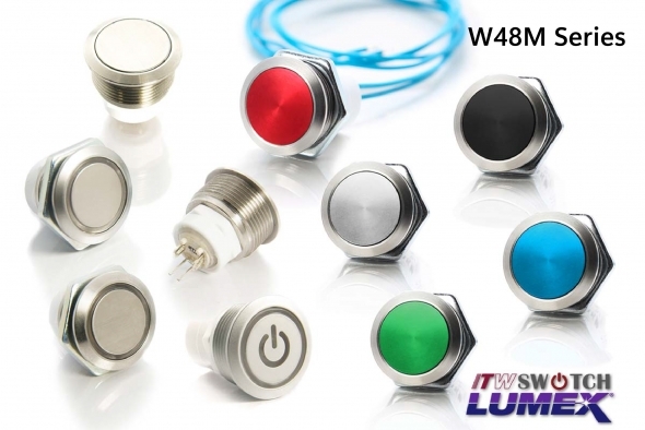 19mm illuminated metal pushbutton, W48M series